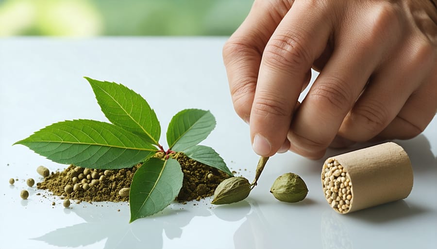 A skilled artisan handcrafting a kratom accessory in a workshop